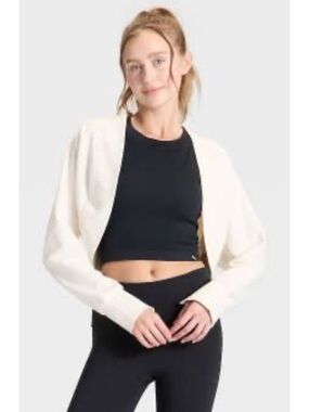 JoyLab French Terry Shrug, Women, M, Cream